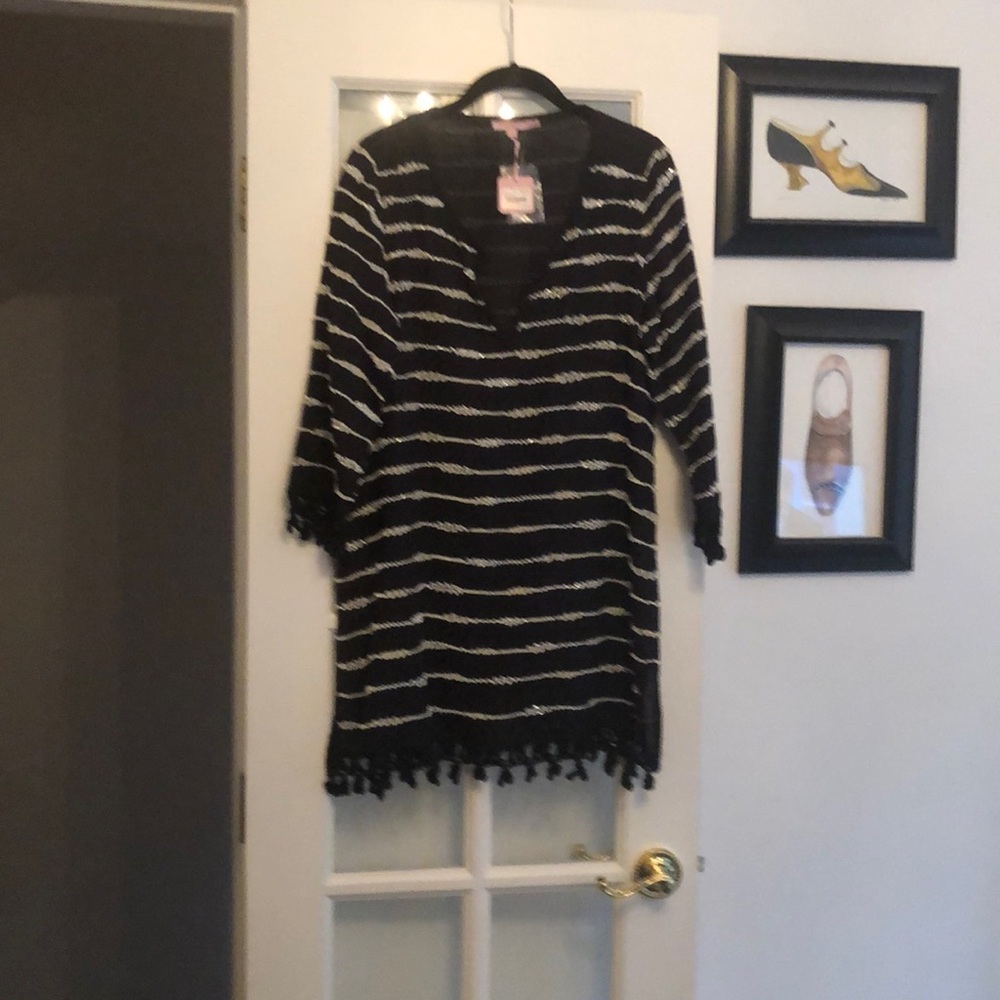 Calypso Black Sequin Tunic with Trim